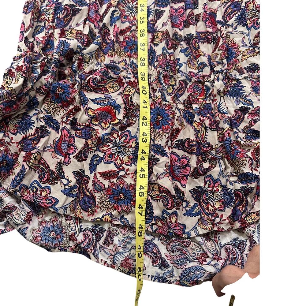 Natural Life Rebecca Midi Dress Red Navy Bouquets Floral Boho Puff Sleeve EUC XS - Picture 6 of 7
